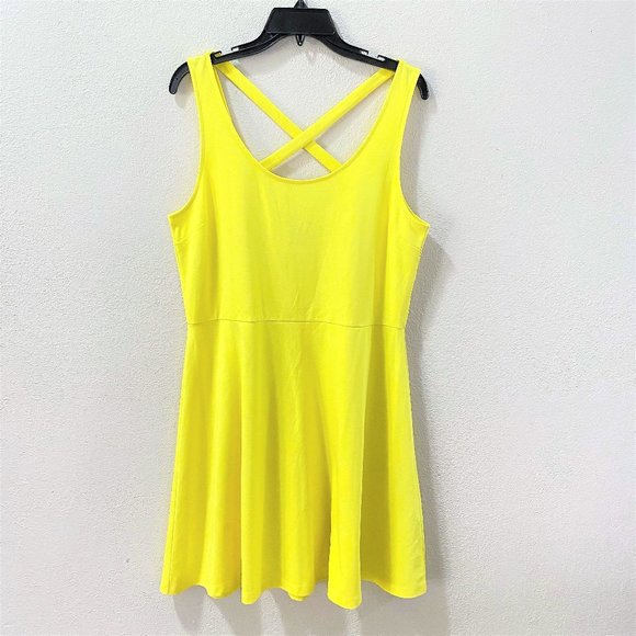 H&M Dresses Hm Womens Aline Crisscross Yellow Dress Size L Poshmark